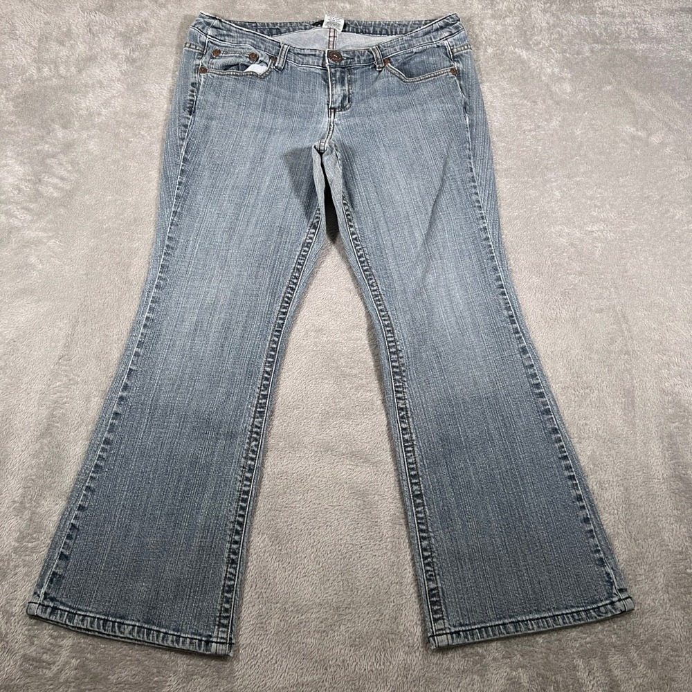 Z Cavaricci Jeans Womens Sz 16 Blue Light Wash Flare Leg Bootcut Denim Low Rise